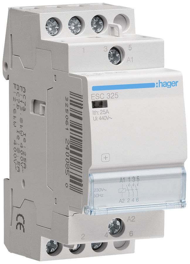 REG-Schütz Hager 230VAC 3 Schliesser 0 Öffner 25A 2TE