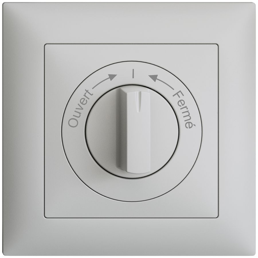 Frontset EDIZIOdue Ouvert->I<-Fermé hellgrau 88×88mm für Schwenktaster