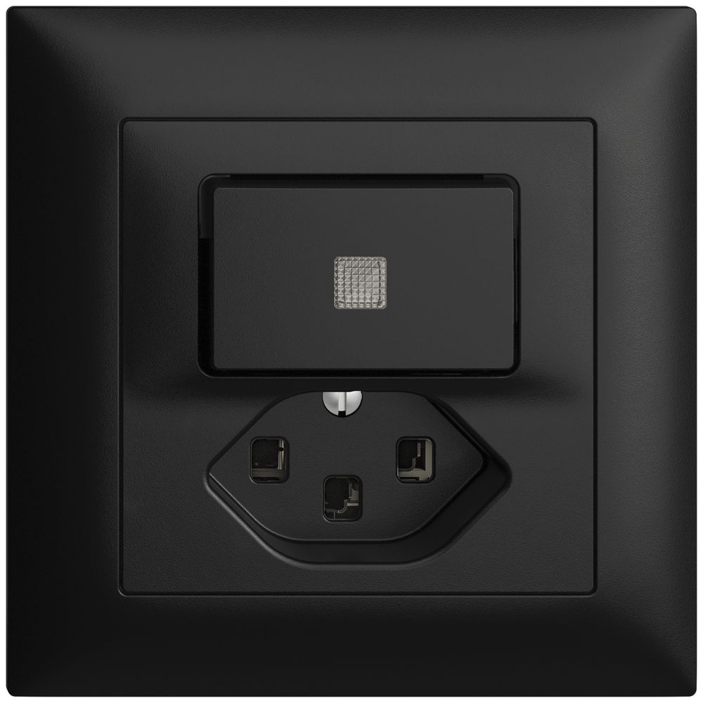 UP-Leuchtkombination A-R/1L+T23 schwarz, LS EDIZIOdue mit Linse, LED gelb