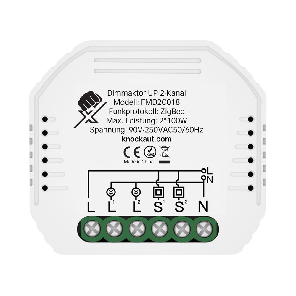 Variateur encastré 2 canaux KnockautX, par BRELAG