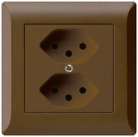 Prise ENC kallysto.line 2×T13 brun avec sécurité enfants