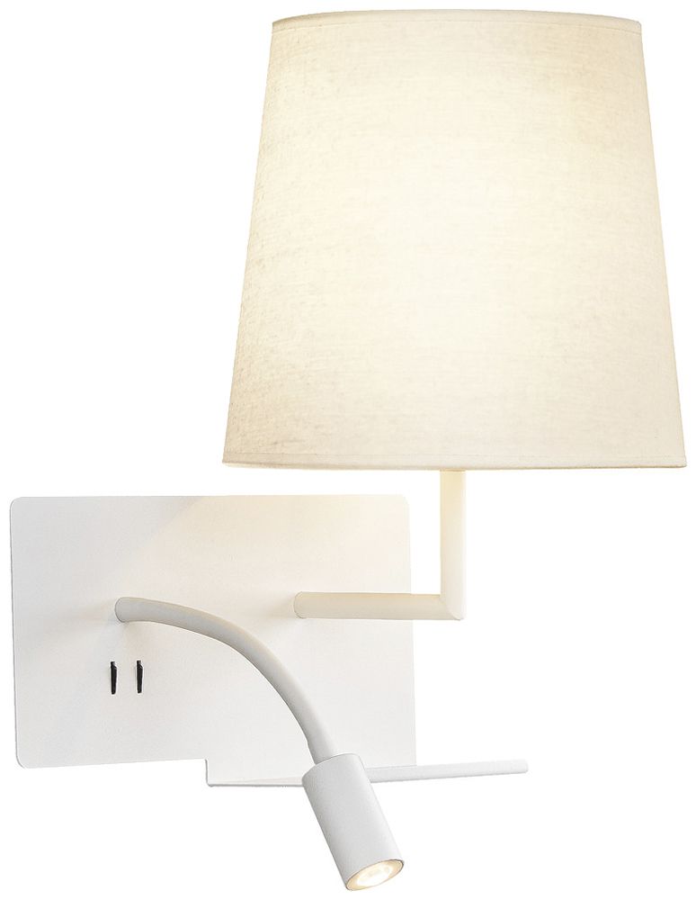 Applique SLV SOMNILA FLEX RIGHT E27 40W avec liseuse LED 1.2W et USB blanc