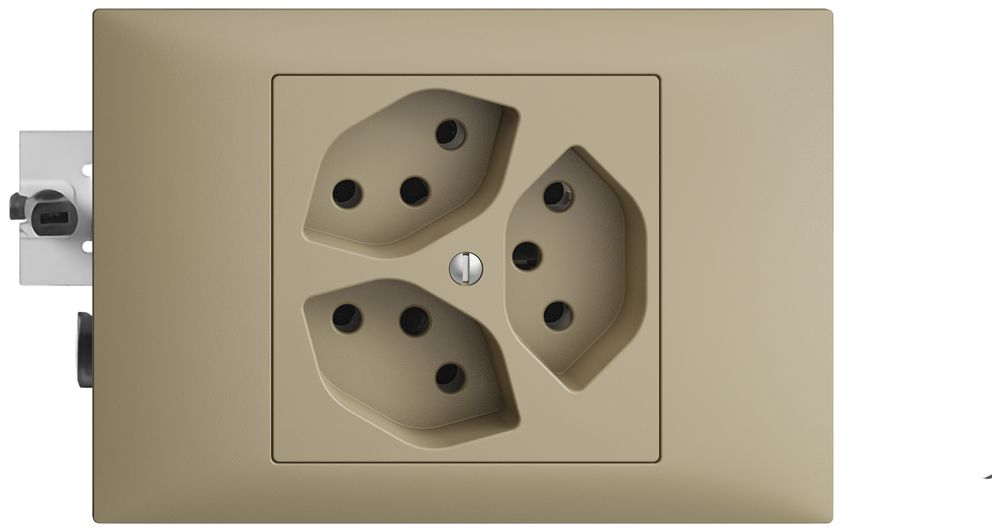 EB-Steckdose EDIZIOdue 3×T13 45…69mm sand