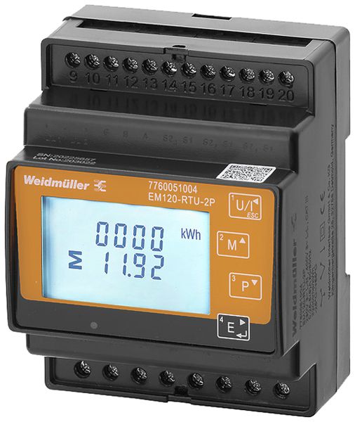 REG-Energiemessgerät Weidmüller EM120-RTU-2P 3×5A indirekt ModbusRTU