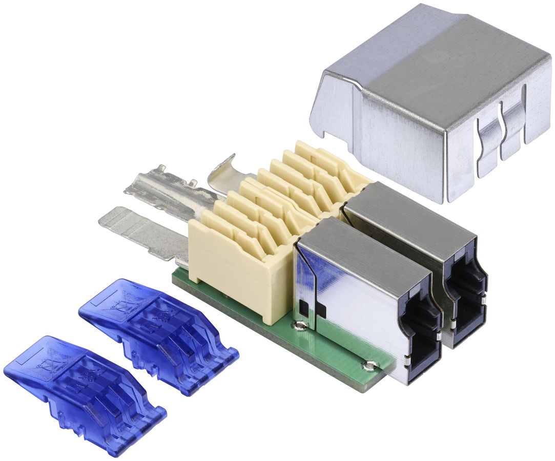 Module de raccordement R&M SPE, 2×LC-Cu classe T1-A, blindé, AWG22…26, MICE1