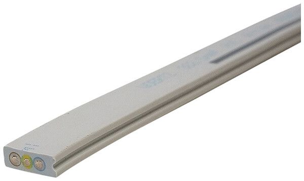 Flachkabel Woertz 3×2.5mm² PVC grau mit schwarzem Streifen ölfest Eca