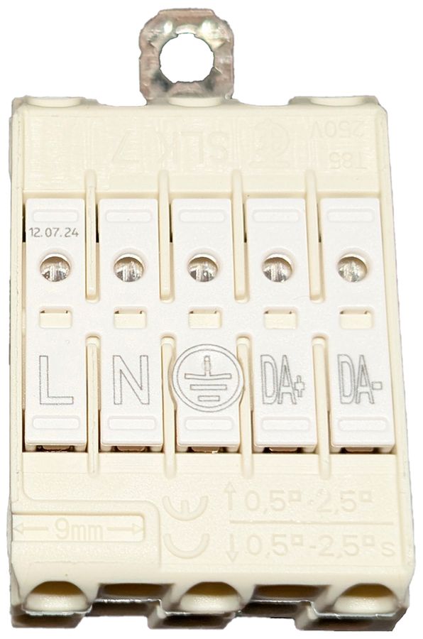 Verbindungsklemme 5P 0.5…2.5mm² Erdungsbügel Beschriftung ws
