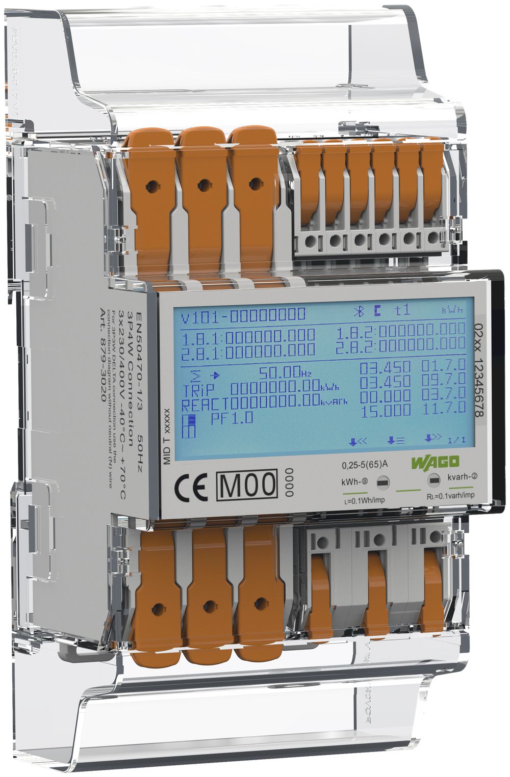 Compteur d'énergie WAGO connexion directe 3×230/400V MID Modbus M-Bus 4PS