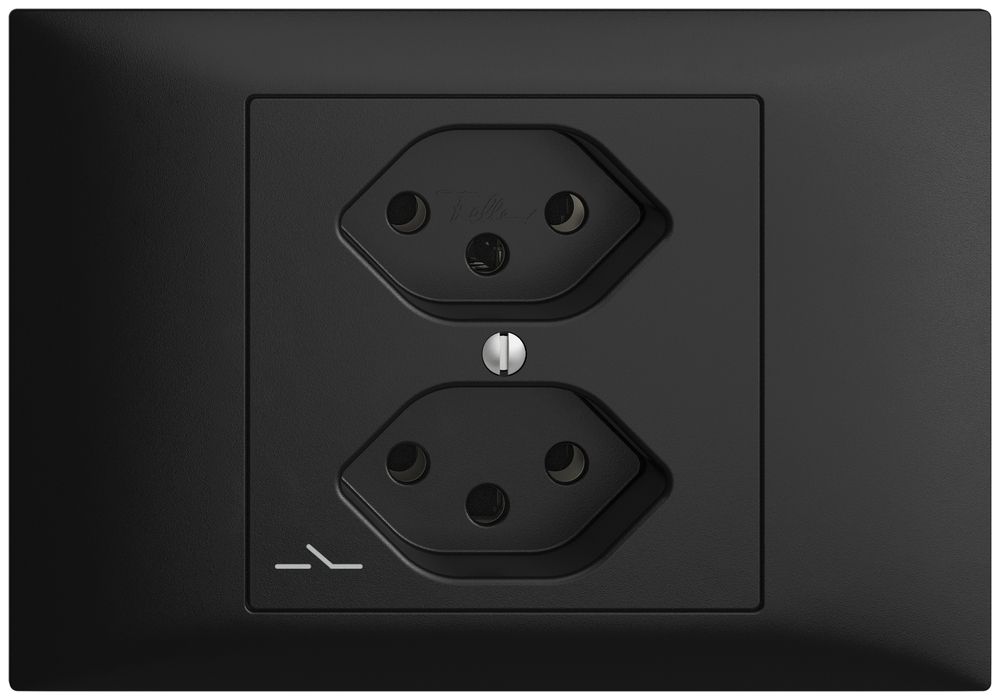 EB-Steckdose EDIZIOdue 2×T13 1×S schwarz