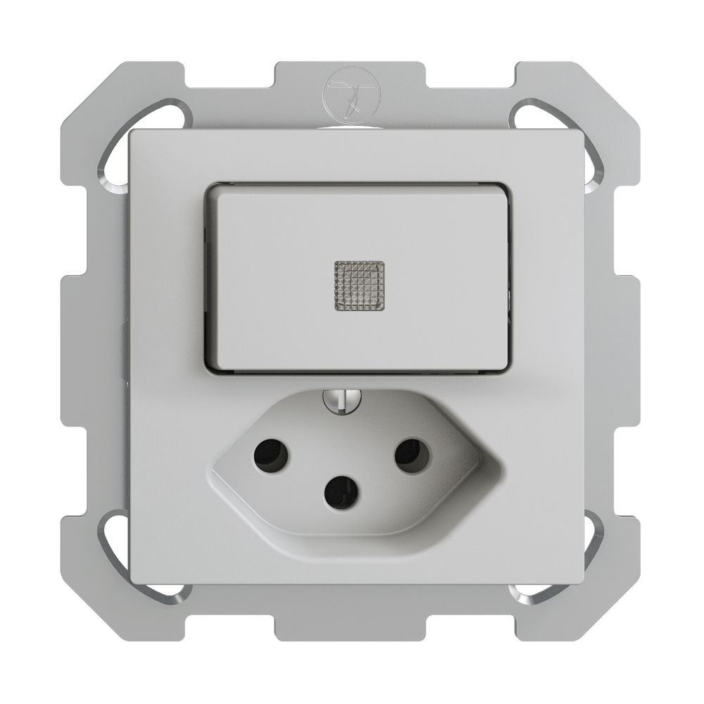 UP-Leuchtkombination A-R/1L+T13 hellgrau LS EDIZIOdue mit Linse, LED gelb