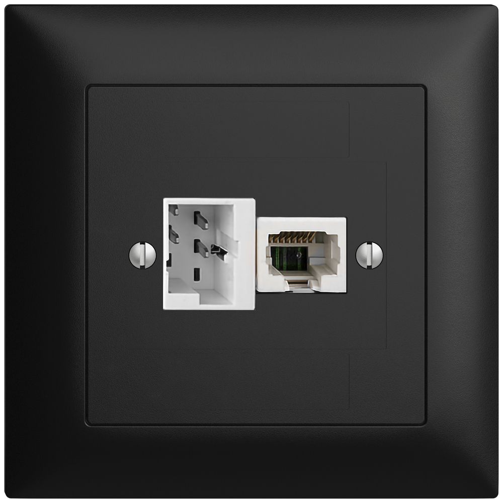 UP-Anschlussdose 1×TT,1×RJ45/u 4P EDIZIOdue schwarz ITplus ITM
