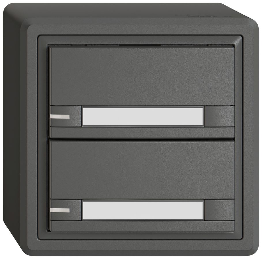 Pulsante universale AP EDIZIO.liv UNI SNAPFIX® 5…48V c.LED 2× com.2T targ.grs