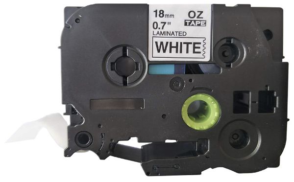 Cassette ruban compatible avec OZE-241, 18mm×8m, blanc/noir