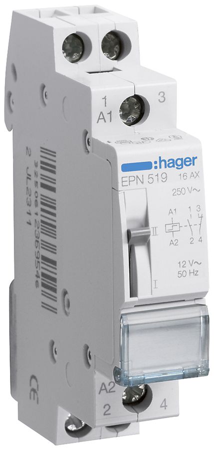 REG-Schrittschalter Hager 1TE 12VAC 1 Öffner 1 Schliesser 0 Wechsler