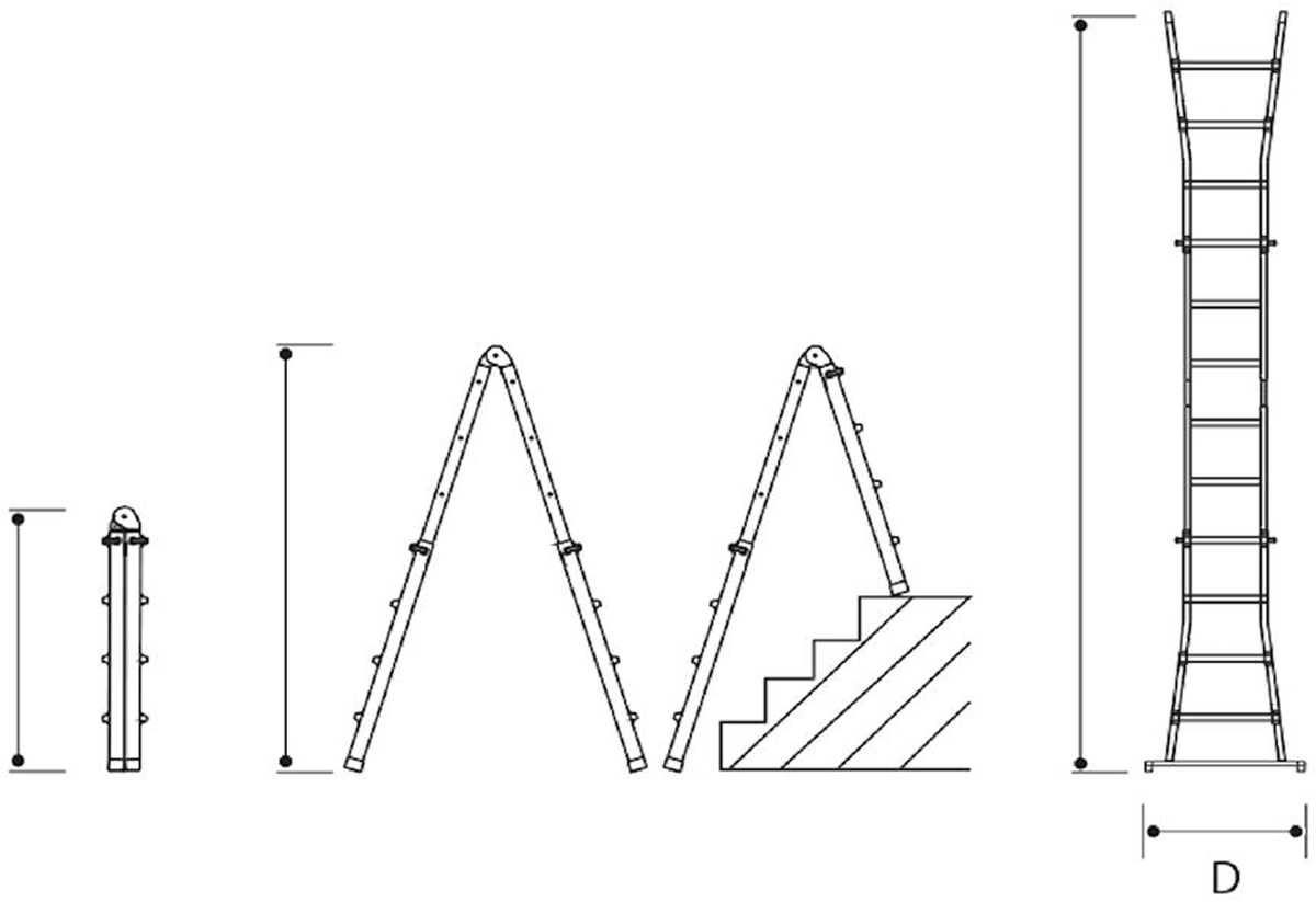 Teleskopleiter Plica Clik Clak, 4×3 Stufen, Aluminium