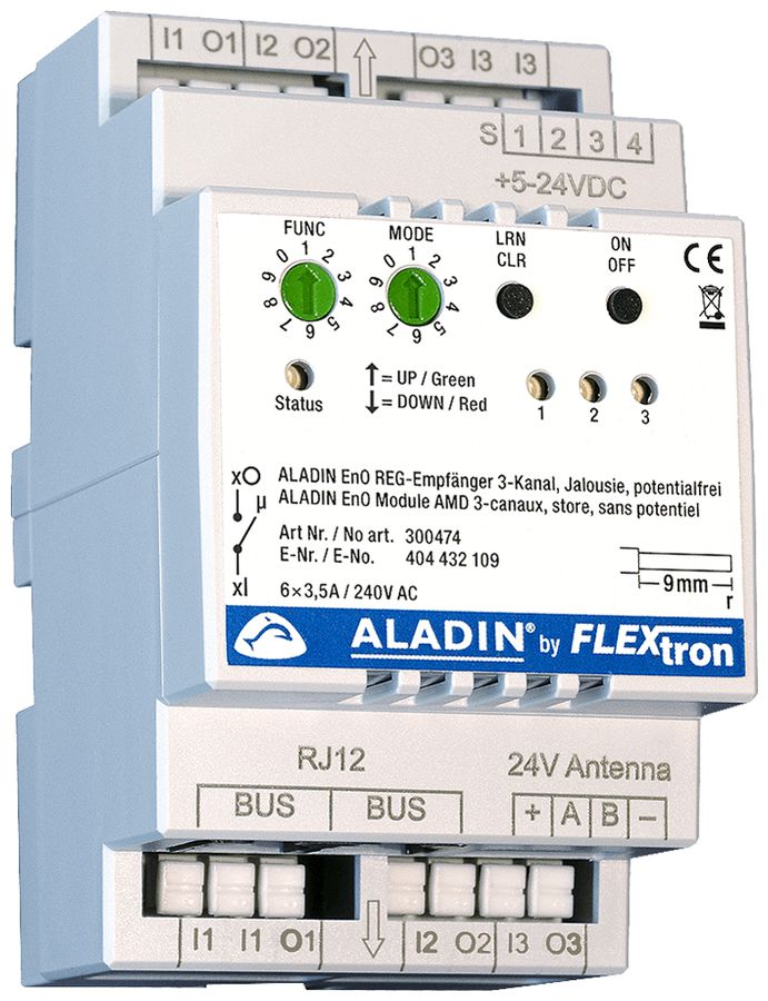 REG-Jalousieaktor ALADIN EnO 3-Kanal 3.5A 240VAC potentialfrei 3TE