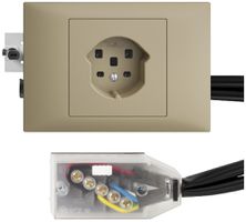 EB-Steckdose EDIZIOdue T25 sand 45…69mm für Flachkabel Technofil