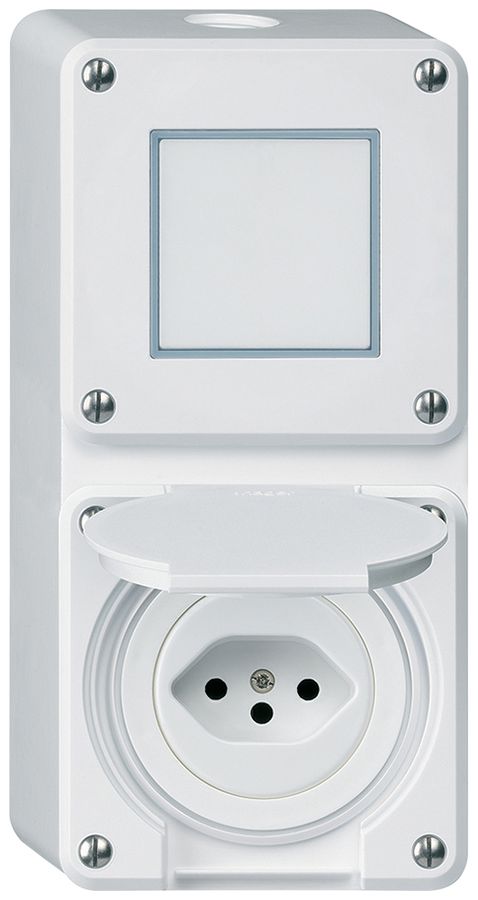 Combinazione AP Hager robusto I-I verticale 3/1L+tipo 13, bianco