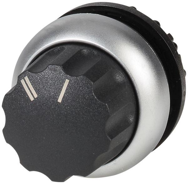 Drehknopf ETN RMQ I-II rastend schwarz, Ring verchromt