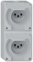 AP-Kombination robusto 2×1, 2×Steckdose T23 IP55 grau