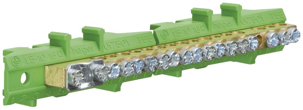 Barrette à bornes de protection Hager 1×25/8×16/8×10mm²