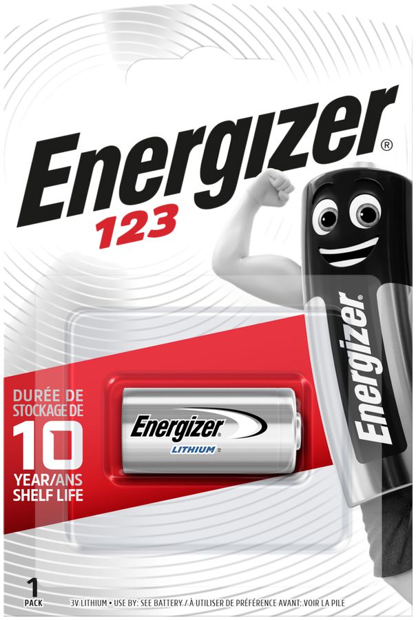 Pile photo Lithium Energizer CR123A 3V blister à 1 pièce