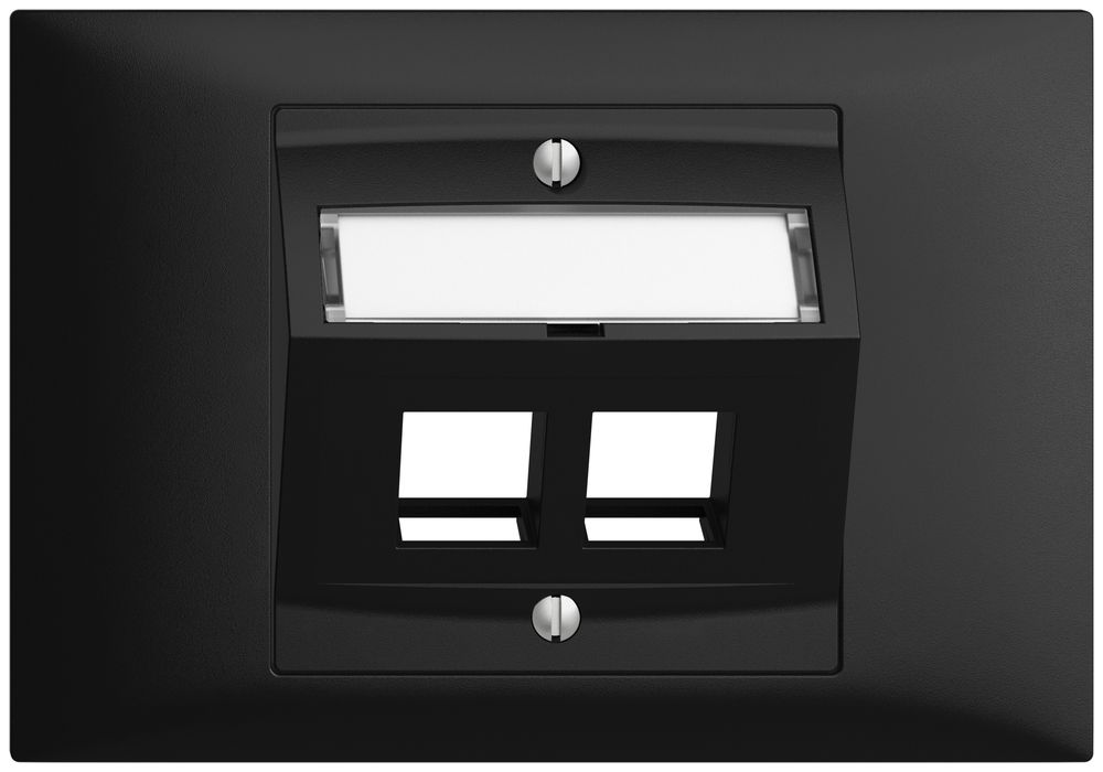 EB-Montageset EDIZIOdue BKE, mit Schrägauslasshaube 2×Keystone schwarz