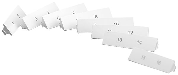 Placchetta indicatrice EDIZIOdue colore 1…16 per uscita obliqua 8 pezzi, bianco