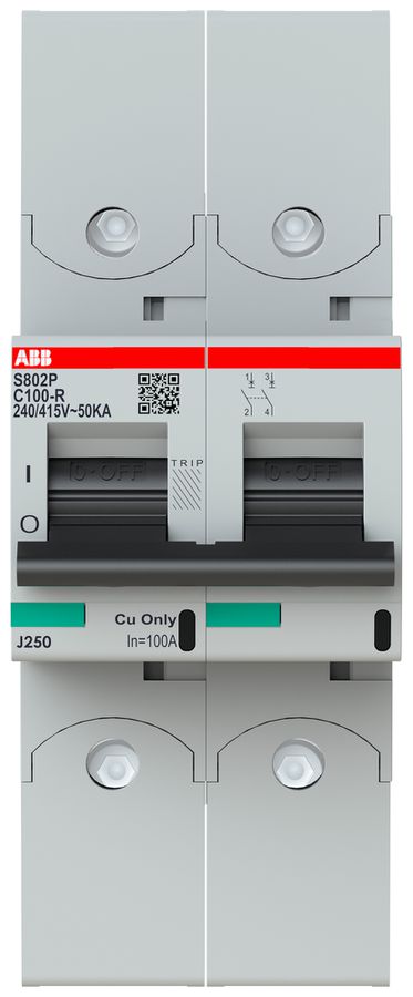 Leitungsschutzschalter ABB S802P-C100-R 2P 400V C-100A 50kA 3TE