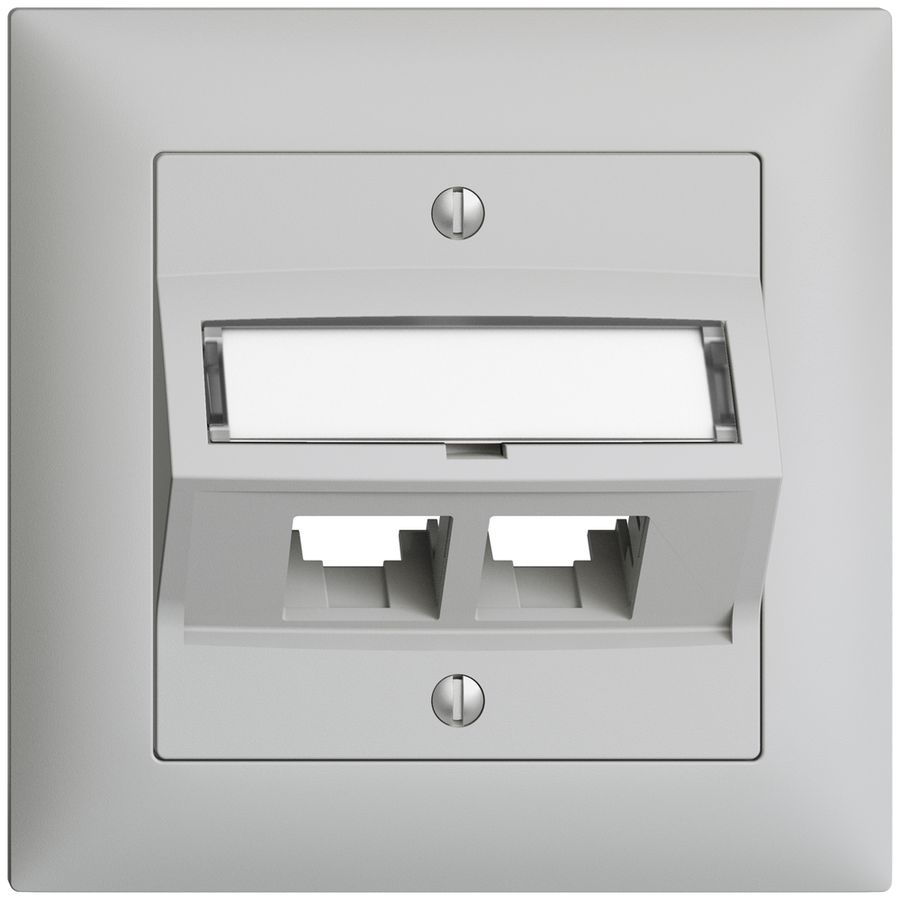 UP-Montageset S-One EDIZIOdue FMI für 2×RJ45 schräg, hellgrau