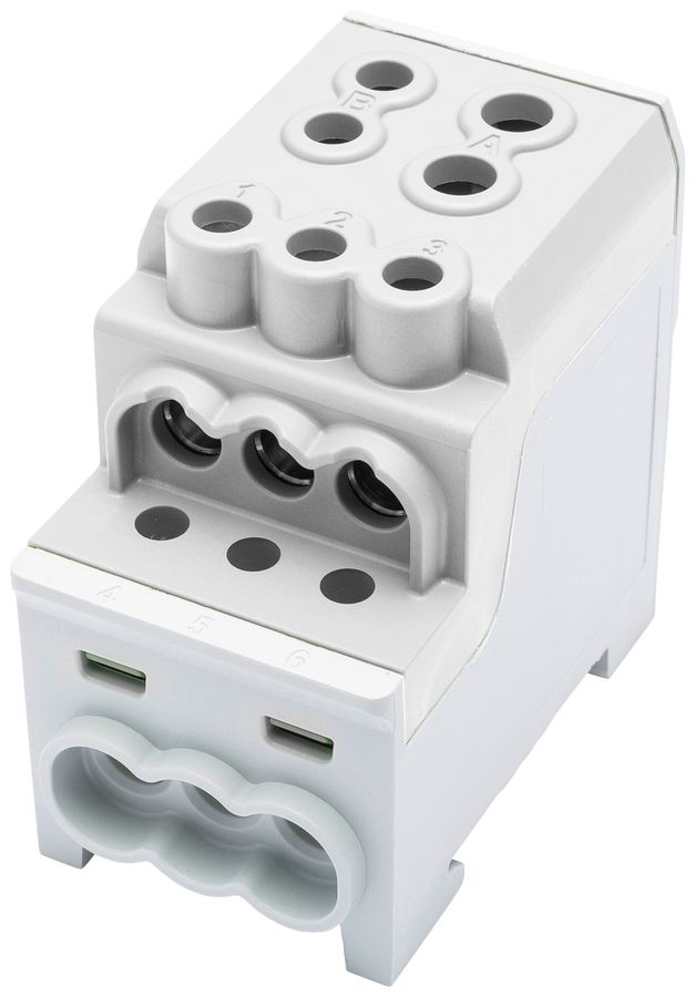 Bloc de distribution Bals UBV TYP C 1P 200A 1×entr 6×sort 1.5…35mm² 6…70mm² gr