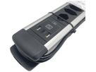 Presa multipla ALU 8×T13 2×USB-A/1×USB-C 2m 3×1mm² interruttore nero/alluminio
