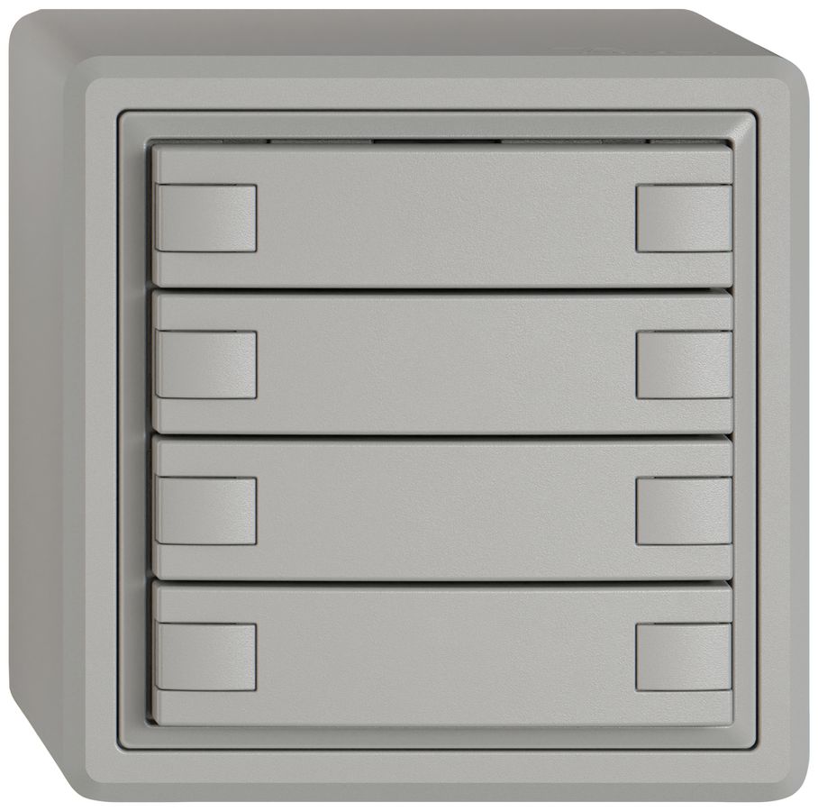 Pulsante universale AP EDIZIO.liv UNI SNAPFIX® s.LED 4× com.2T grc