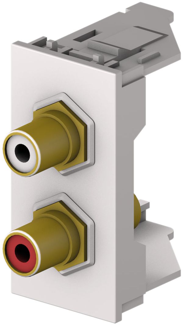 Modulo RCA Cecoflex per sistema di montaggio AV, 2×RCA f/f, bianco