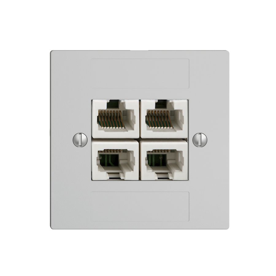 Einsatz zu UP-Anschlussdose 4×RJ45/u 4P getr. EDIZIOdue hellgrau ITplus