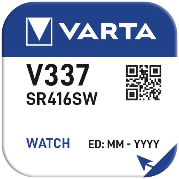 Pila bottone ossido argento VARTA V337, 1.55V, 1 pezzo