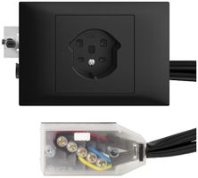 EB-Steckdose EDIZIOdue T25 schwarz 45…69mm für Flachkabel Technofil
