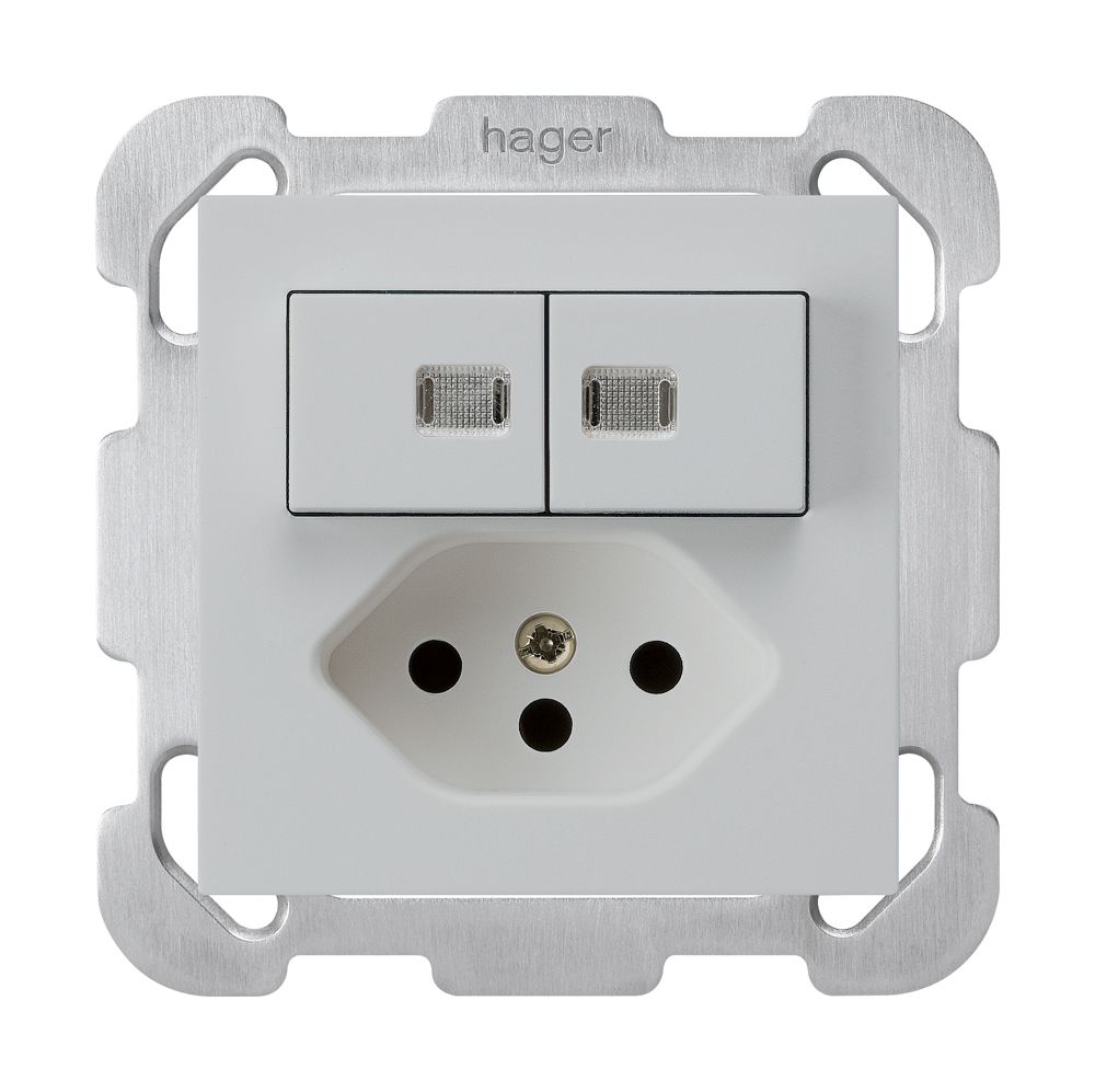 UP-Leuchtkombination 3/1P+A-R+T13 hellgrau kallysto 2 Linsen Befestigungsplatte