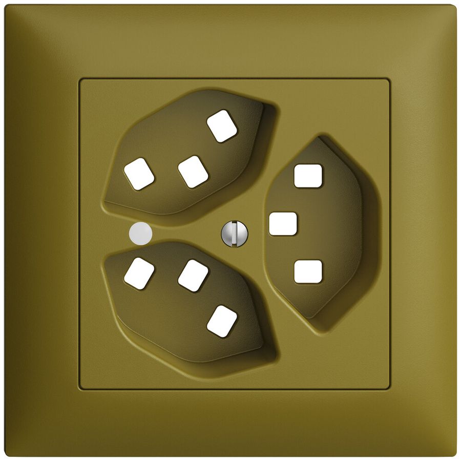 UP-Frontset EDIZIOdue olive 88×88mm 3×T23 mit Linse