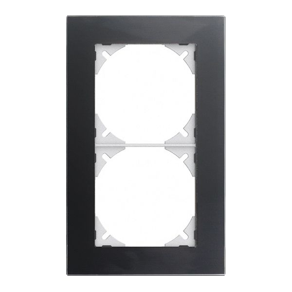 Abdeckrahmen EDIZIOdue prestige 2×1 glas schwarz