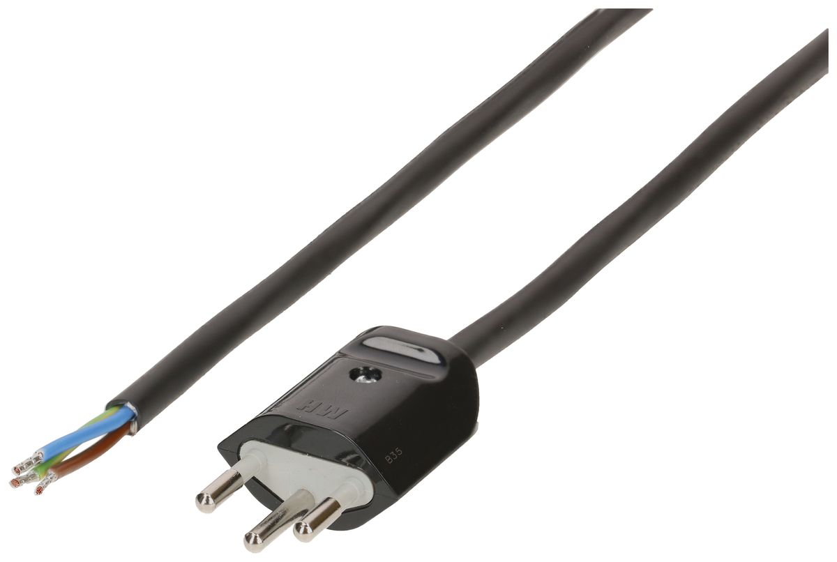 Apparatekabel MAX HAURI Td 3×1mm² 5m schwarz Stecker T12