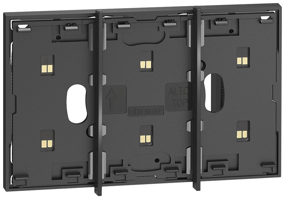 Cadre BUS Living Now MyHOME 3 modules montage sur prise 2 modules noir