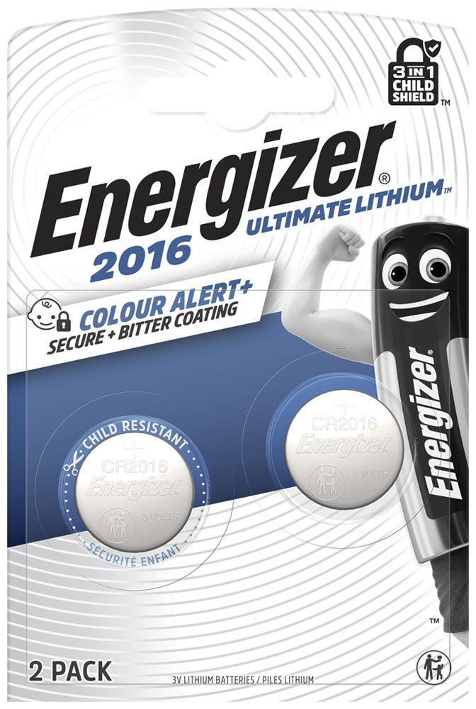 Pile bouton ENERGIZER Ultimate lithium 3V 90mAh CR2016 sécurité enfant 2 pièces