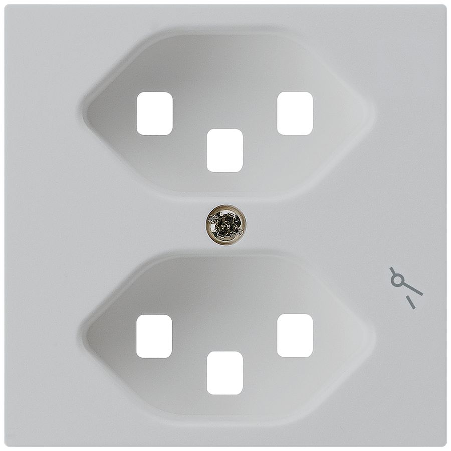 Frontplatte zu Steckdose Hager kallysto 2×T23 1×S H lichtgrau