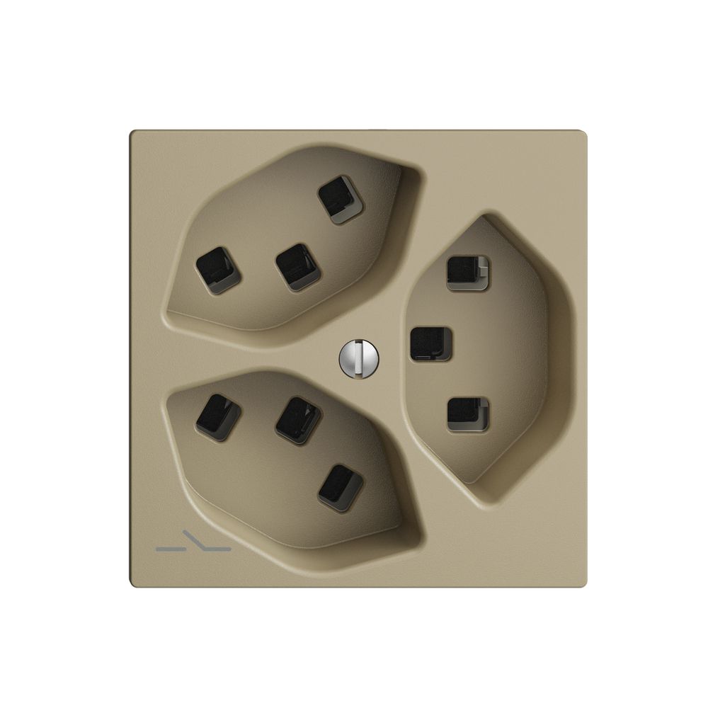 Steckdose 3×T23 Feller EDIZIOdue F, 1×getrennt, Steckklemmen, sand