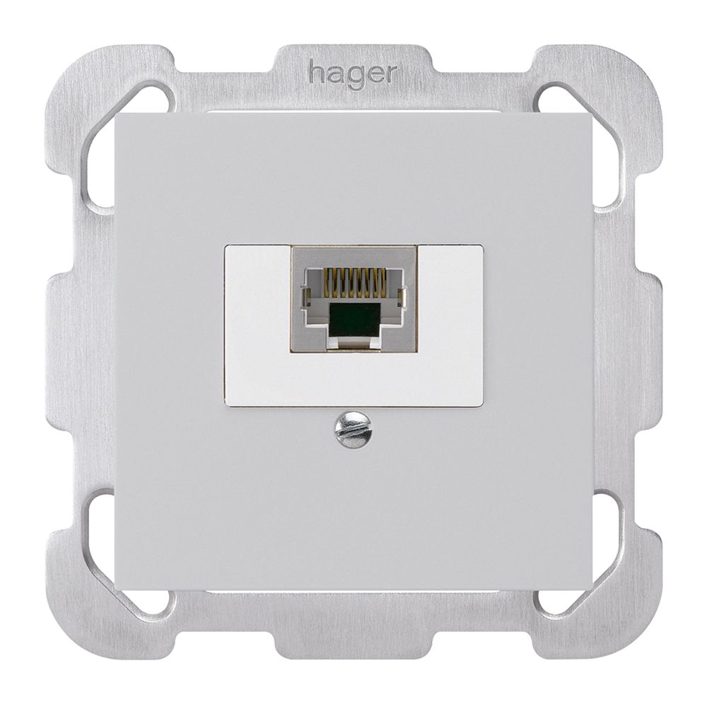 Einsatz zu Anschlussdose kallysto 1×RJ45s hellgrau mit Befestigungsplatte