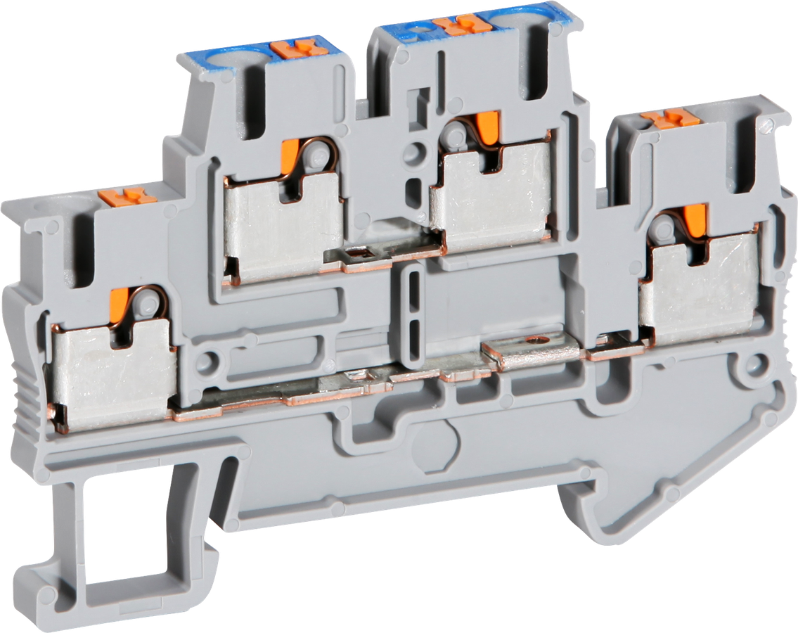Borne 2 étages 0.14…4mm² gris connexion Push-in PTTB 2.5-L/N