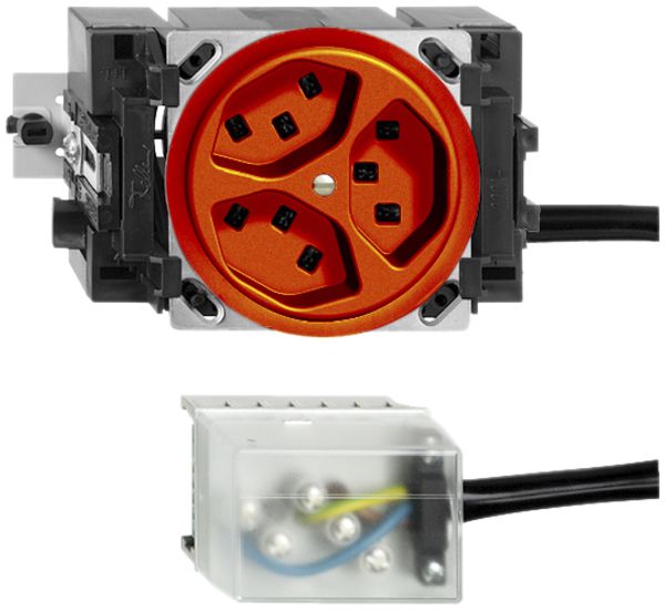 Prise INC 3×T23 16A orange 53mm L2 FH pour Ecobus power