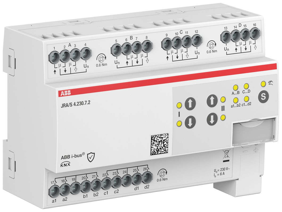 Attuatore per persiana AMD ABB JRA/S4.230.7.2 4-volte 6A/230VAC misura.tde ingr.