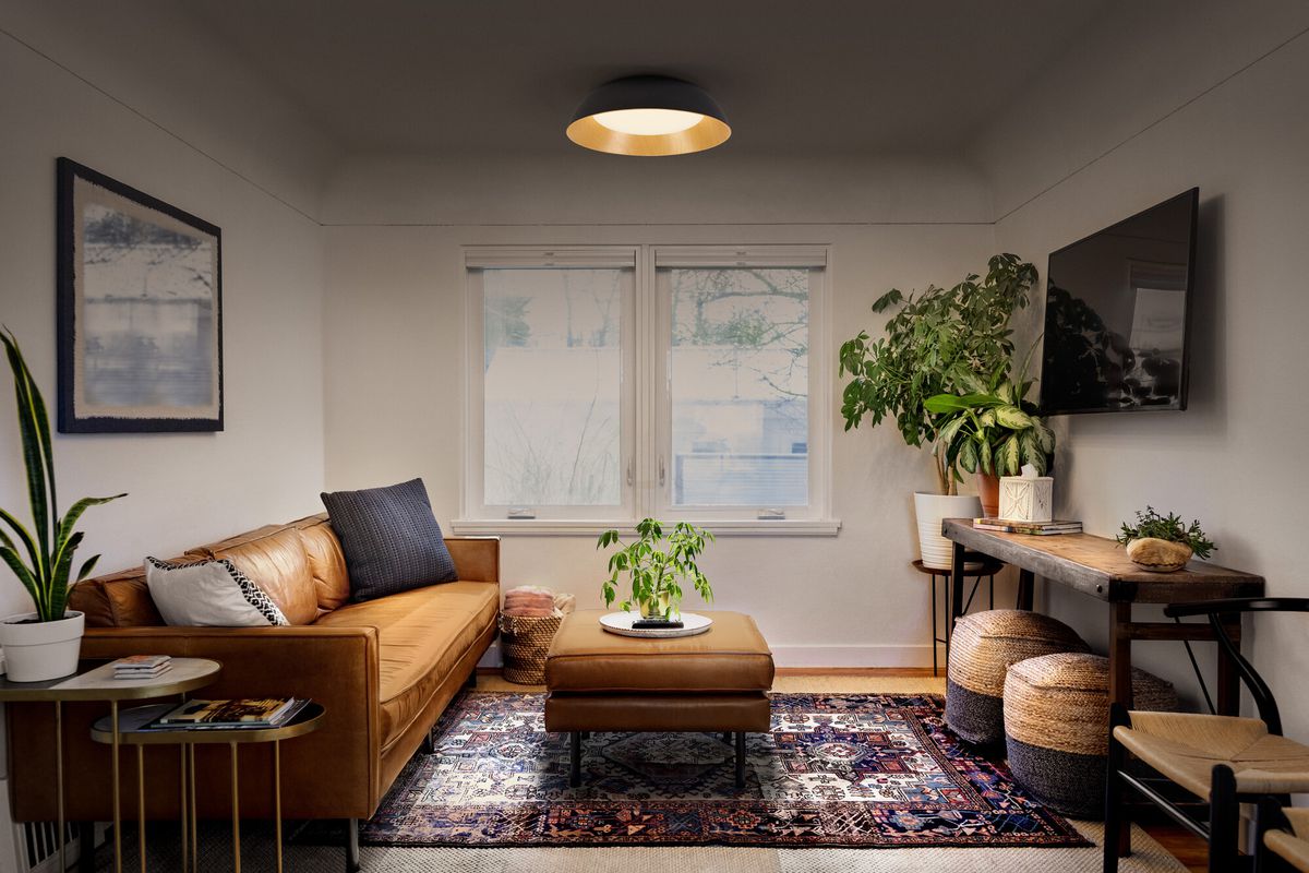 LED-Deckenleuchte LEDVANCE Orbis Alva 36W 1600lm 830 Ø505×140mm schwarz/Holz